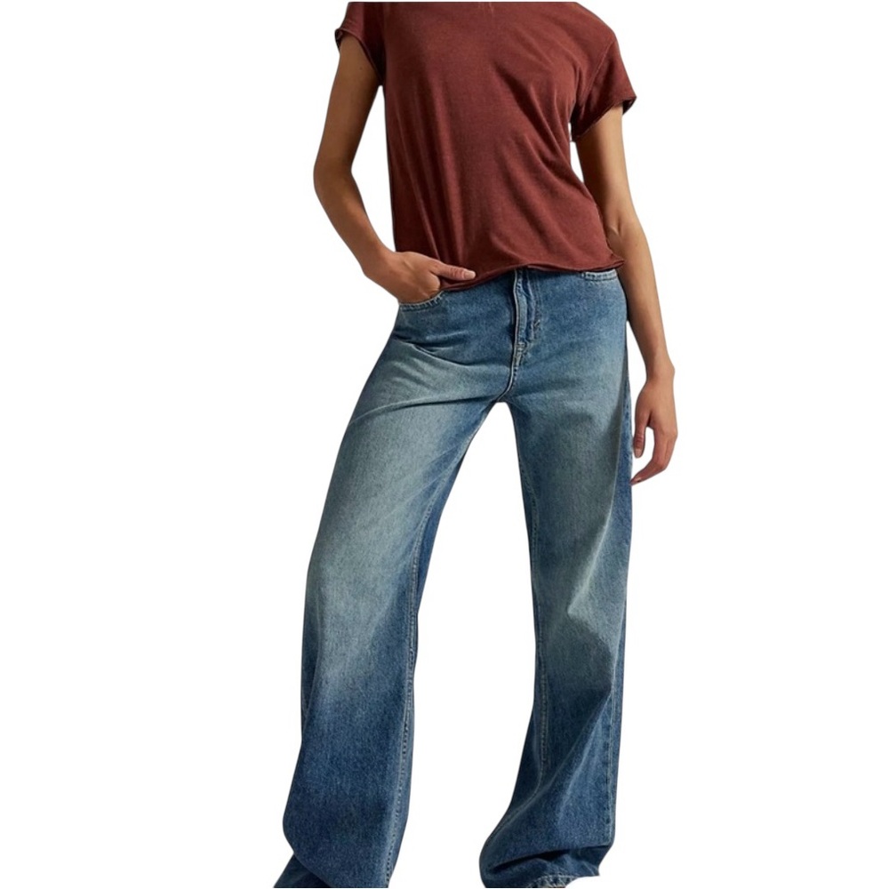 We The Free Blue Wide Leg Flare Jeans